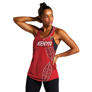 Jamhuri ya Kenya Rugby Custom Women Racerback Tank Kenyan Shield Style - Red Color