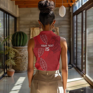 Jamhuri ya Kenya Rugby Custom Women Sleeveless Polo Shirt Kenyan Shield Style - Red Color