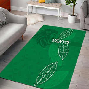 Jamhuri ya Kenya Rugby Area Rug Kenyan Shield Style - Green Color