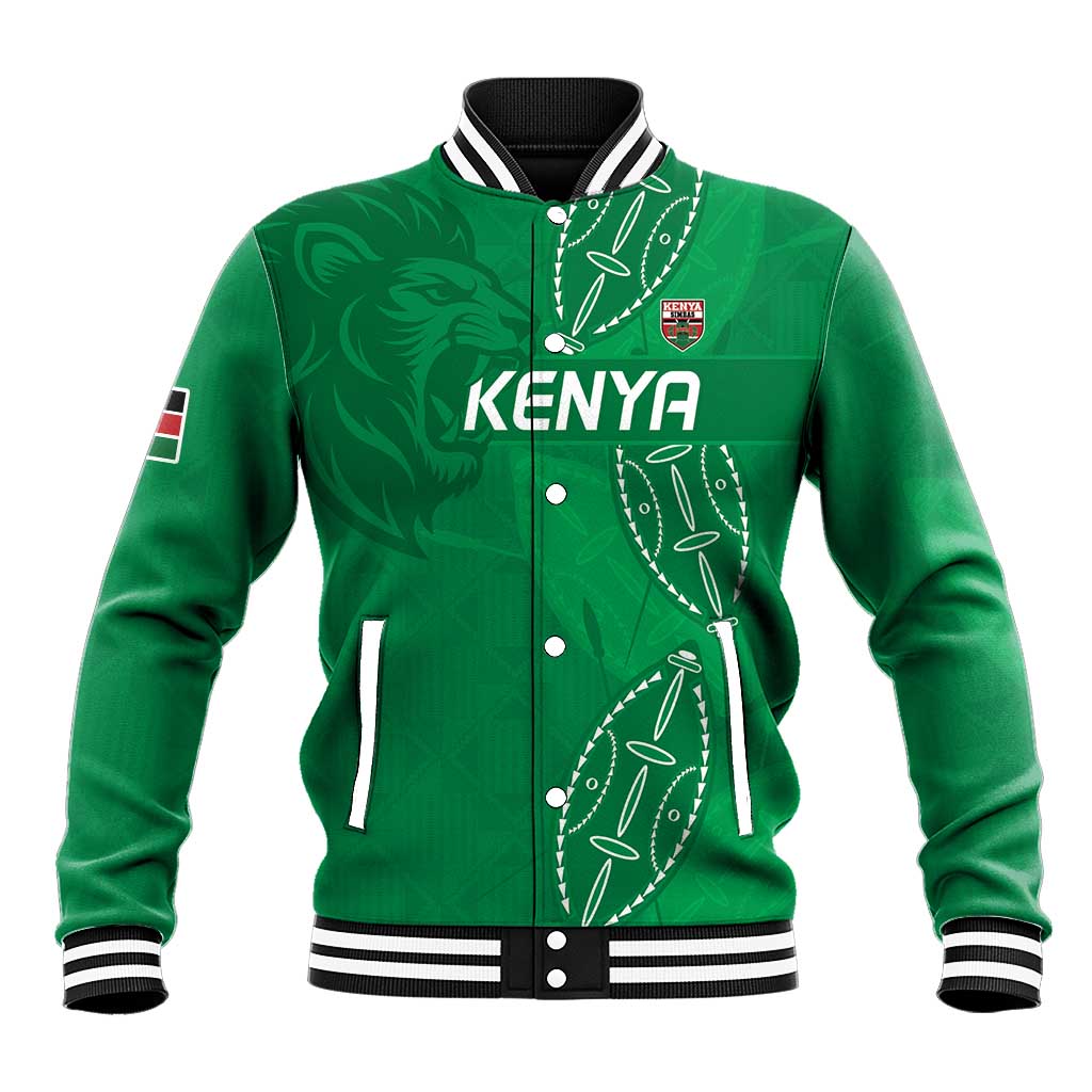 Jamhuri ya Kenya Rugby Custom Baseball Jacket Kenyan Shield Style - Green Color