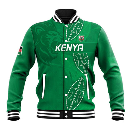 Jamhuri ya Kenya Rugby Custom Baseball Jacket Kenyan Shield Style - Green Color