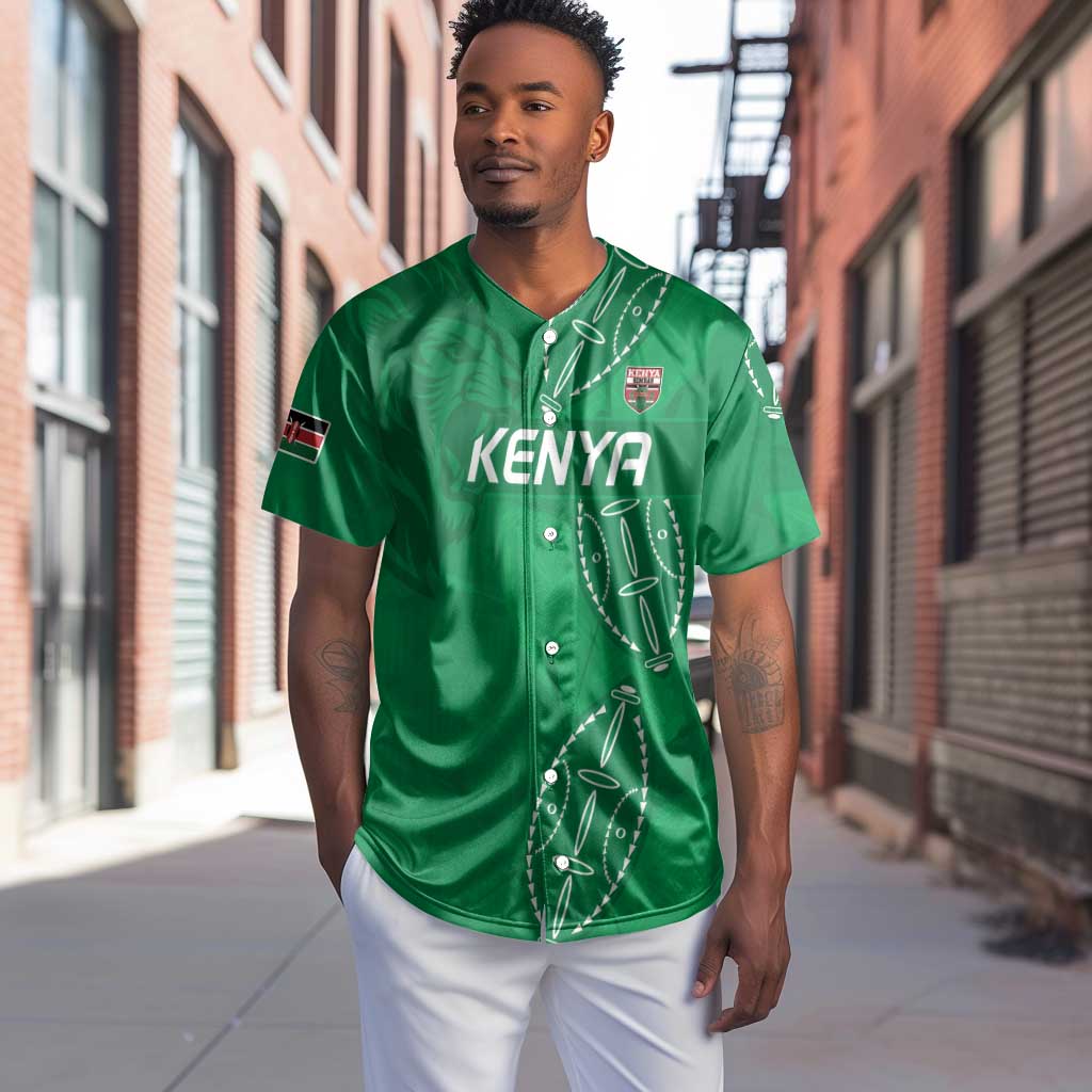 Jamhuri ya Kenya Rugby Custom Baseball Jersey Kenyan Shield Style - Green Color