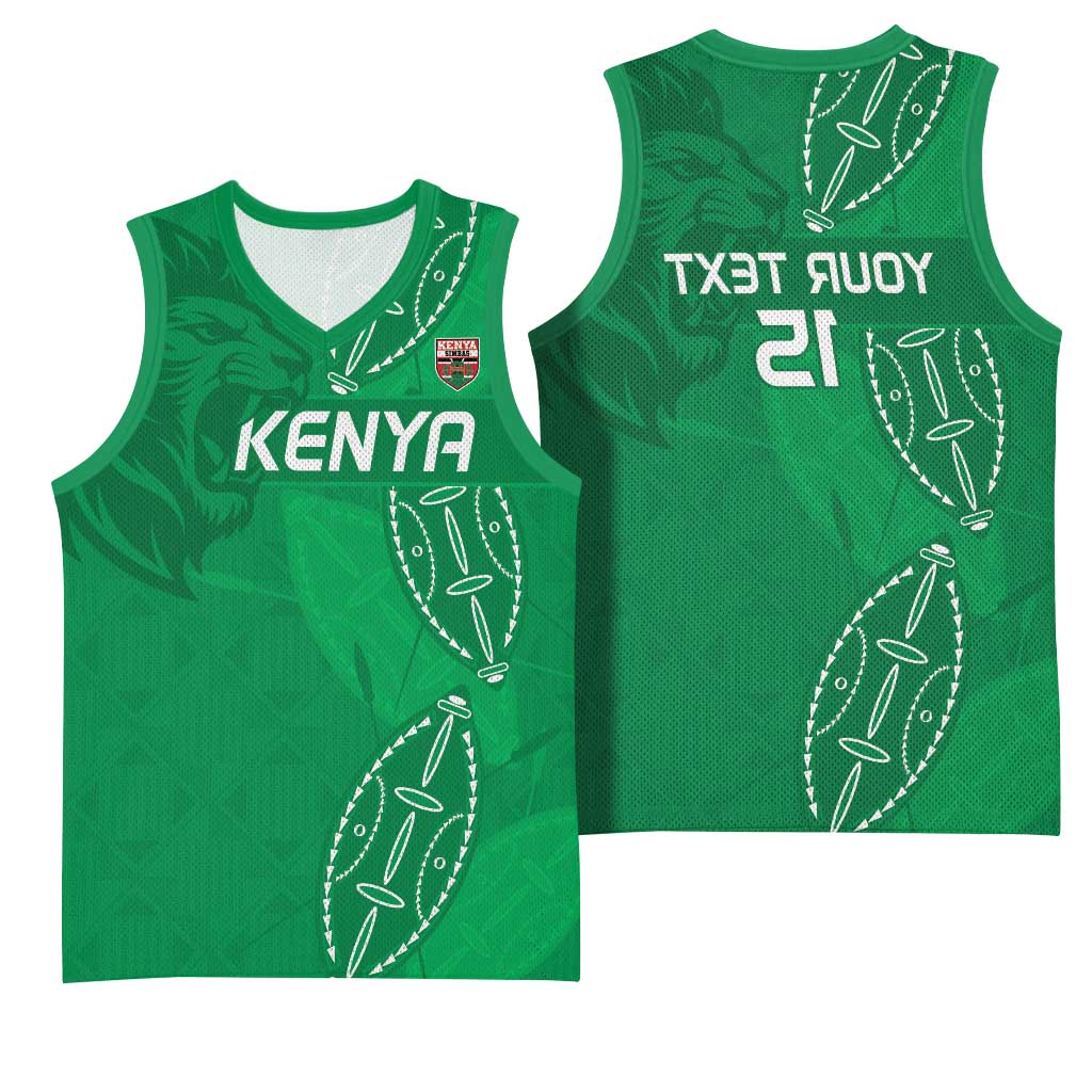 Jamhuri ya Kenya Rugby Custom Basketball Jersey Kenyan Shield Style - Green Color - African Pride