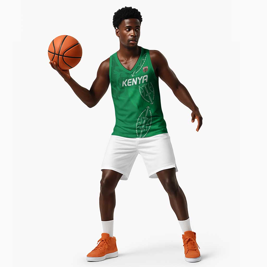 Jamhuri ya Kenya Rugby Custom Basketball Jersey Kenyan Shield Style - Green Color - African Pride