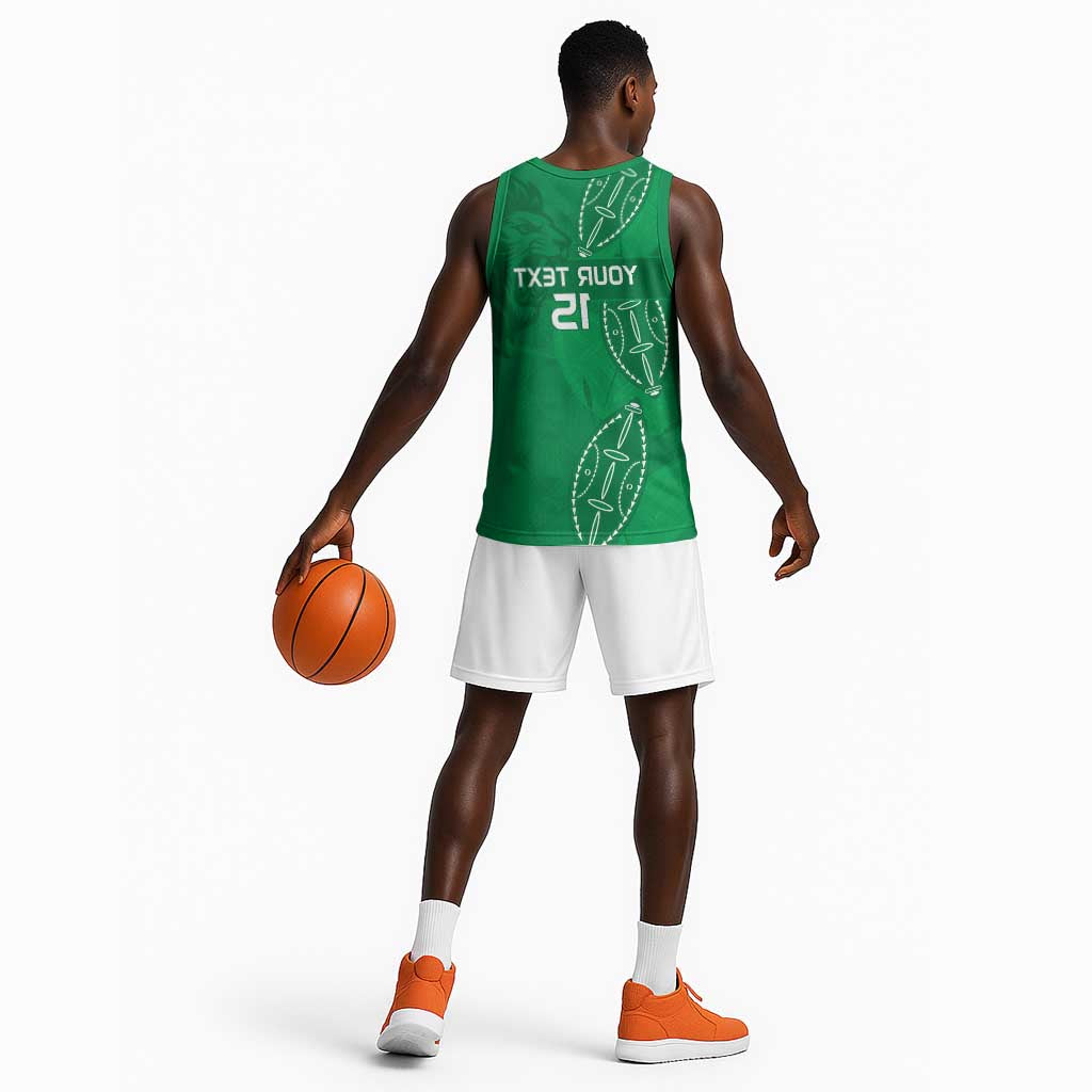 Jamhuri ya Kenya Rugby Custom Basketball Jersey Kenyan Shield Style - Green Color - African Pride