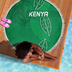 Jamhuri ya Kenya Rugby Beach Blanket Kenyan Shield Style - Green Color