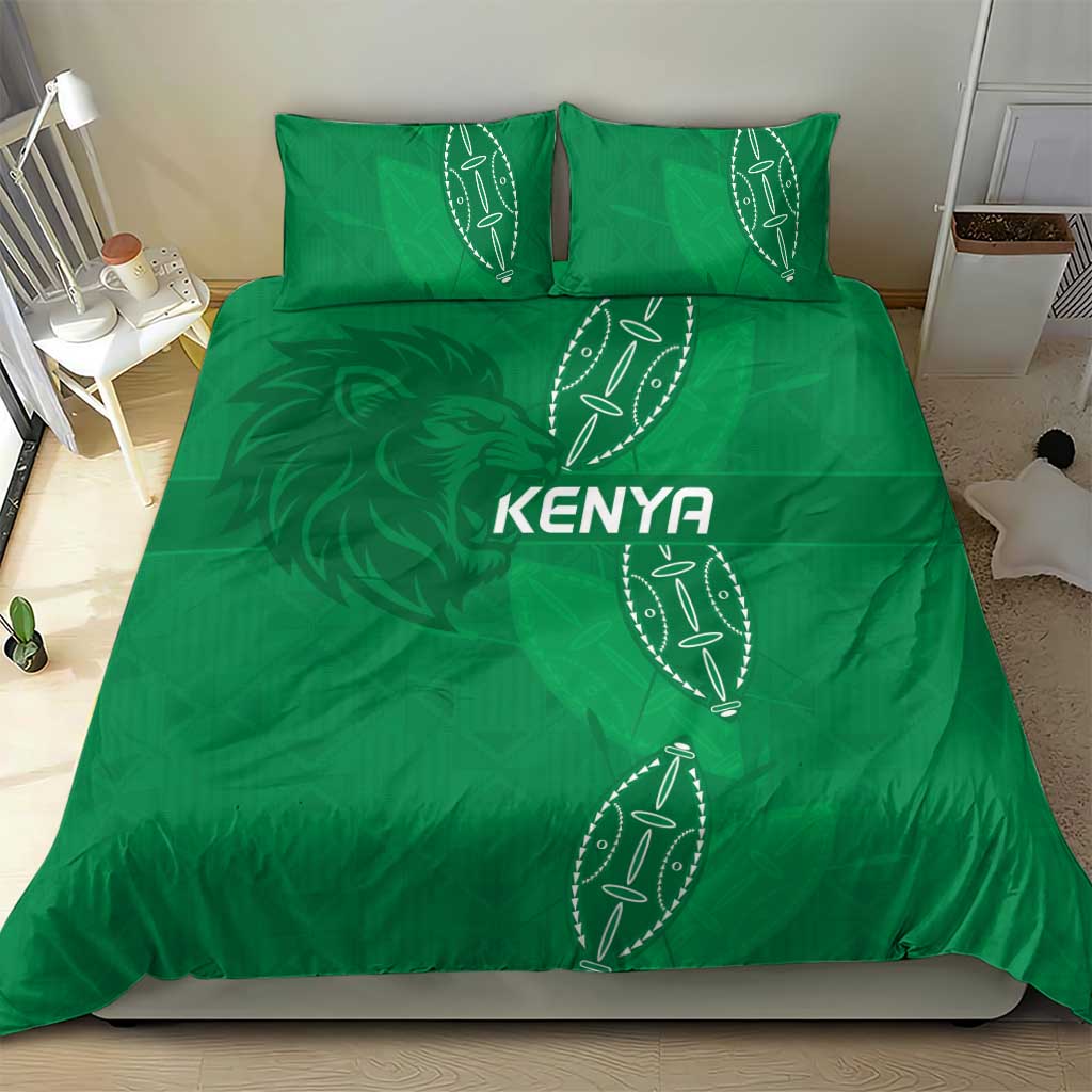 Jamhuri ya Kenya Rugby Bedding Set Kenyan Shield Style - Green Color