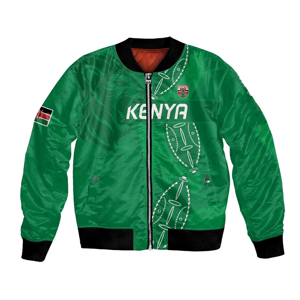 Jamhuri ya Kenya Rugby Custom Bomber Jacket Kenyan Shield Style - Green Color