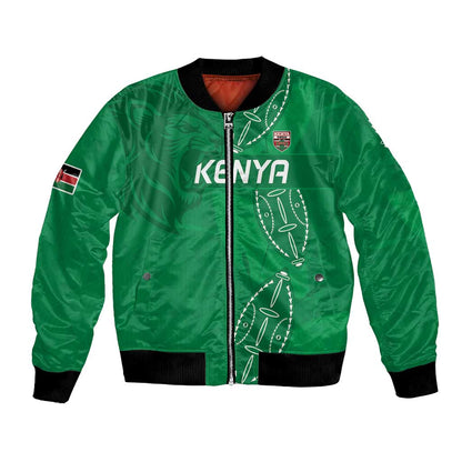 Jamhuri ya Kenya Rugby Custom Bomber Jacket Kenyan Shield Style - Green Color