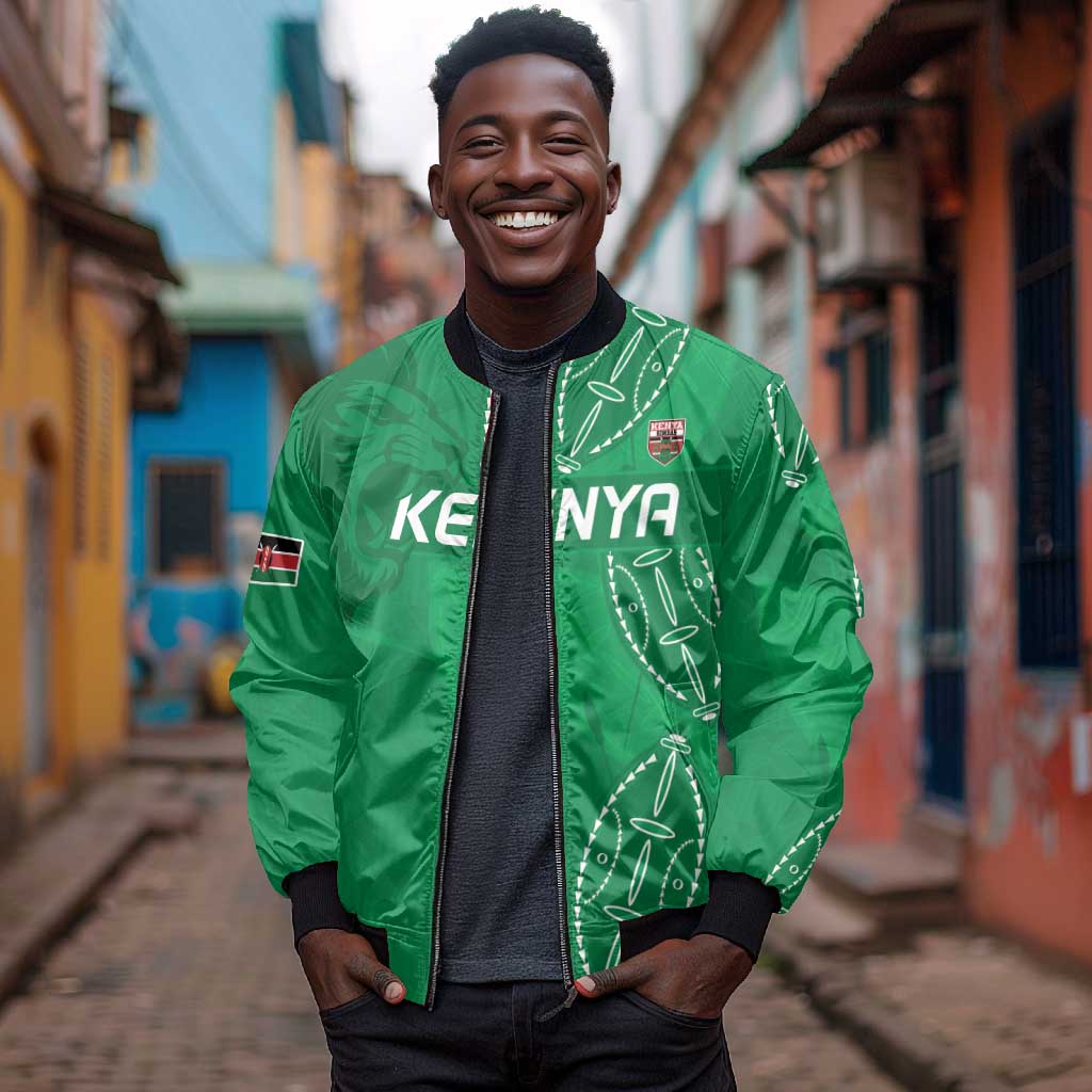 Jamhuri ya Kenya Rugby Custom Bomber Jacket Kenyan Shield Style - Green Color