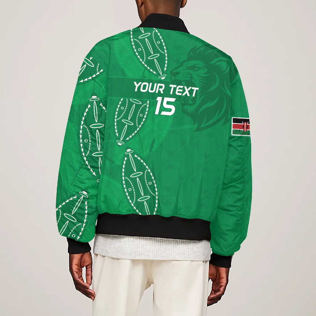 Jamhuri ya Kenya Rugby Custom Bomber Jacket Kenyan Shield Style - Green Color
