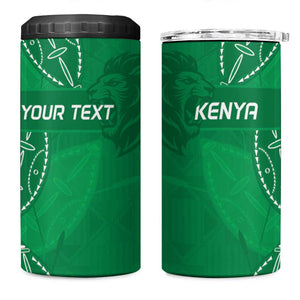 Jamhuri ya Kenya Rugby Custom 4 in 1 Can Cooler Tumbler Kenyan Shield Style - Green Color