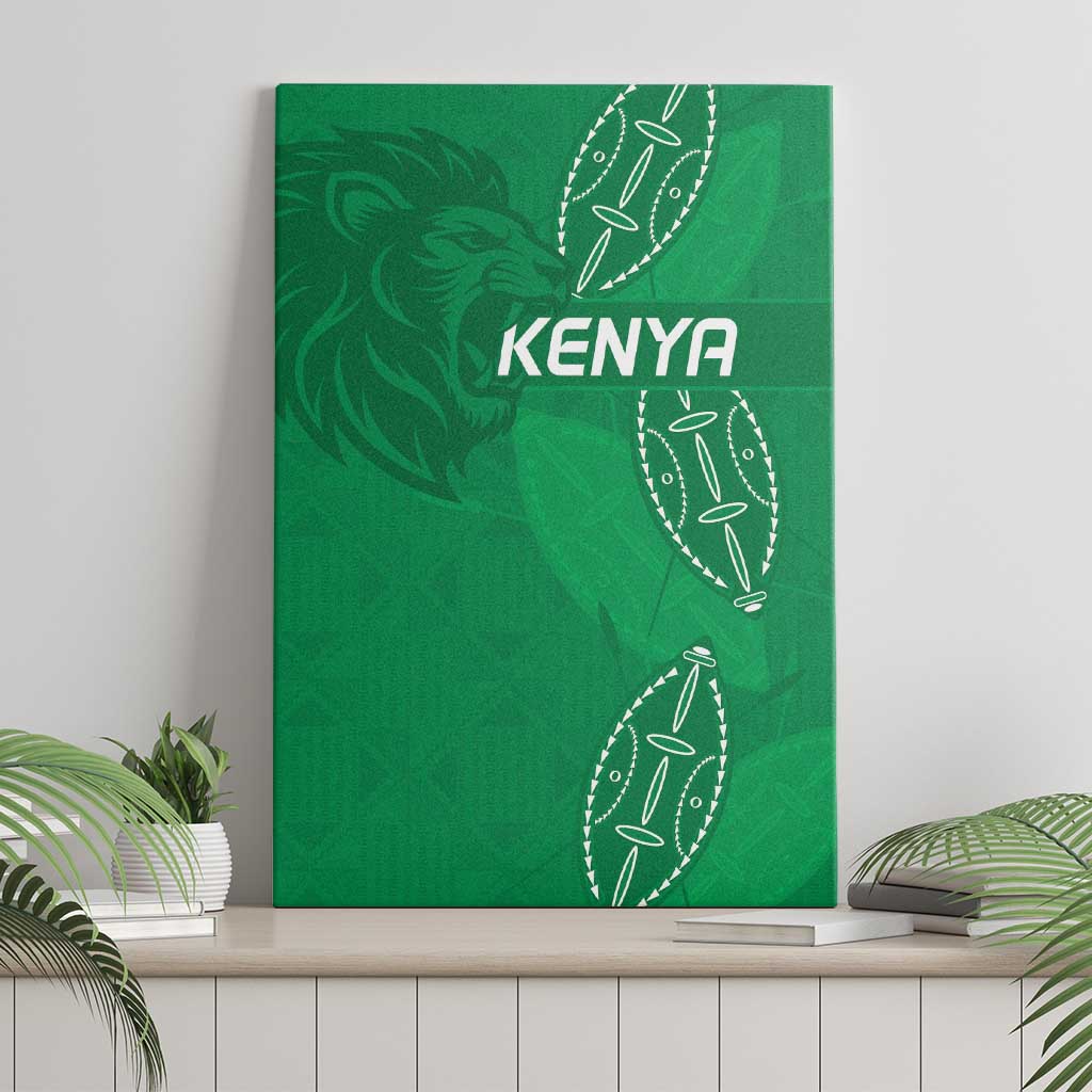 Jamhuri ya Kenya Rugby Canvas Wall Art Kenyan Shield Style - Green Color