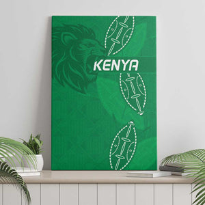 Jamhuri ya Kenya Rugby Canvas Wall Art Kenyan Shield Style - Green Color