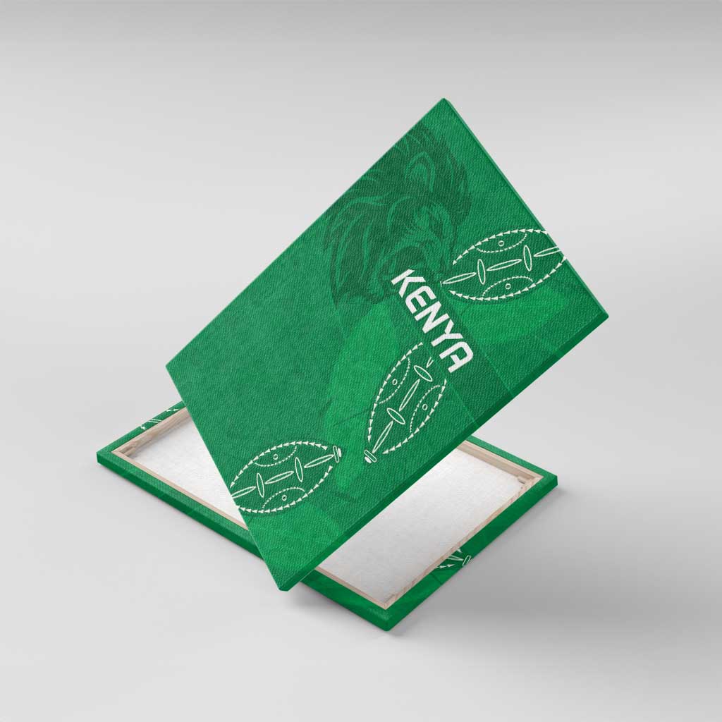 Jamhuri ya Kenya Rugby Canvas Wall Art Kenyan Shield Style - Green Color