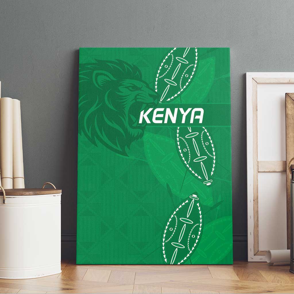 Jamhuri ya Kenya Rugby Canvas Wall Art Kenyan Shield Style - Green Color
