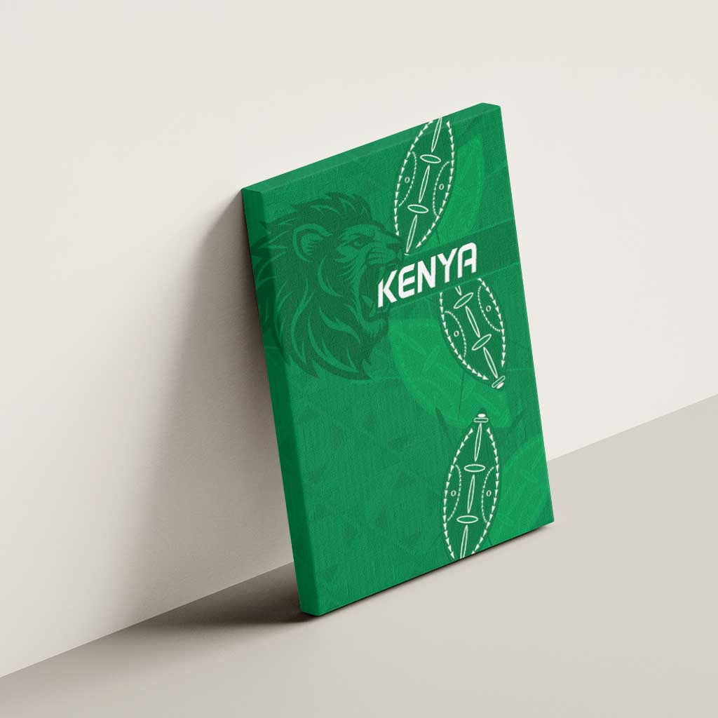 Jamhuri ya Kenya Rugby Canvas Wall Art Kenyan Shield Style - Green Color