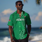 Jamhuri ya Kenya Rugby Custom Hawaiian Shirt Kenyan Shield Style - Green Color