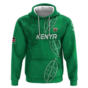 Jamhuri ya Kenya Rugby Custom Hoodie Kenyan Shield Style - Green Color