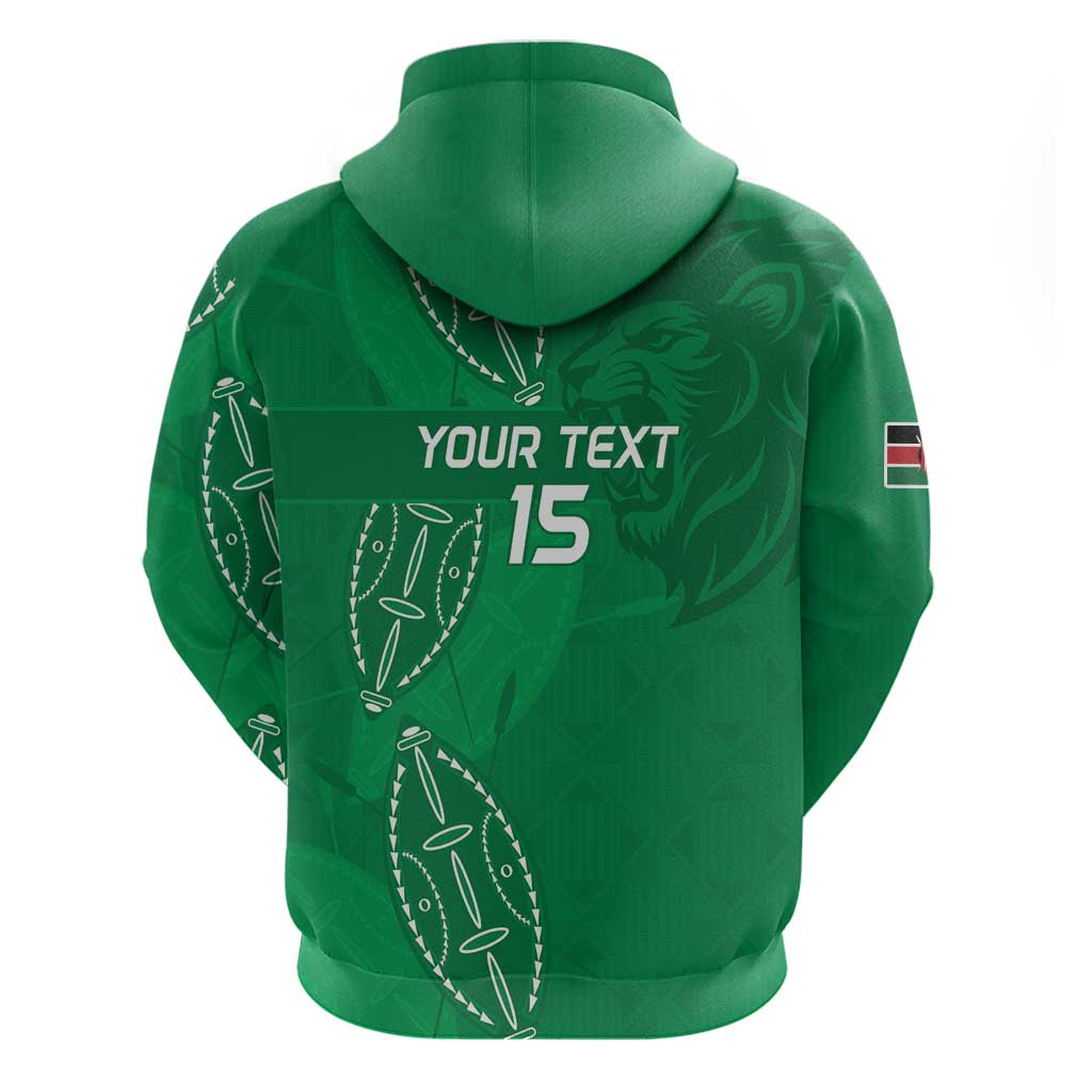 Jamhuri ya Kenya Rugby Custom Hoodie Kenyan Shield Style - Green Color