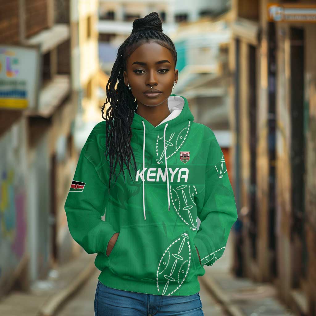 Jamhuri ya Kenya Rugby Custom Hoodie Kenyan Shield Style - Green Color