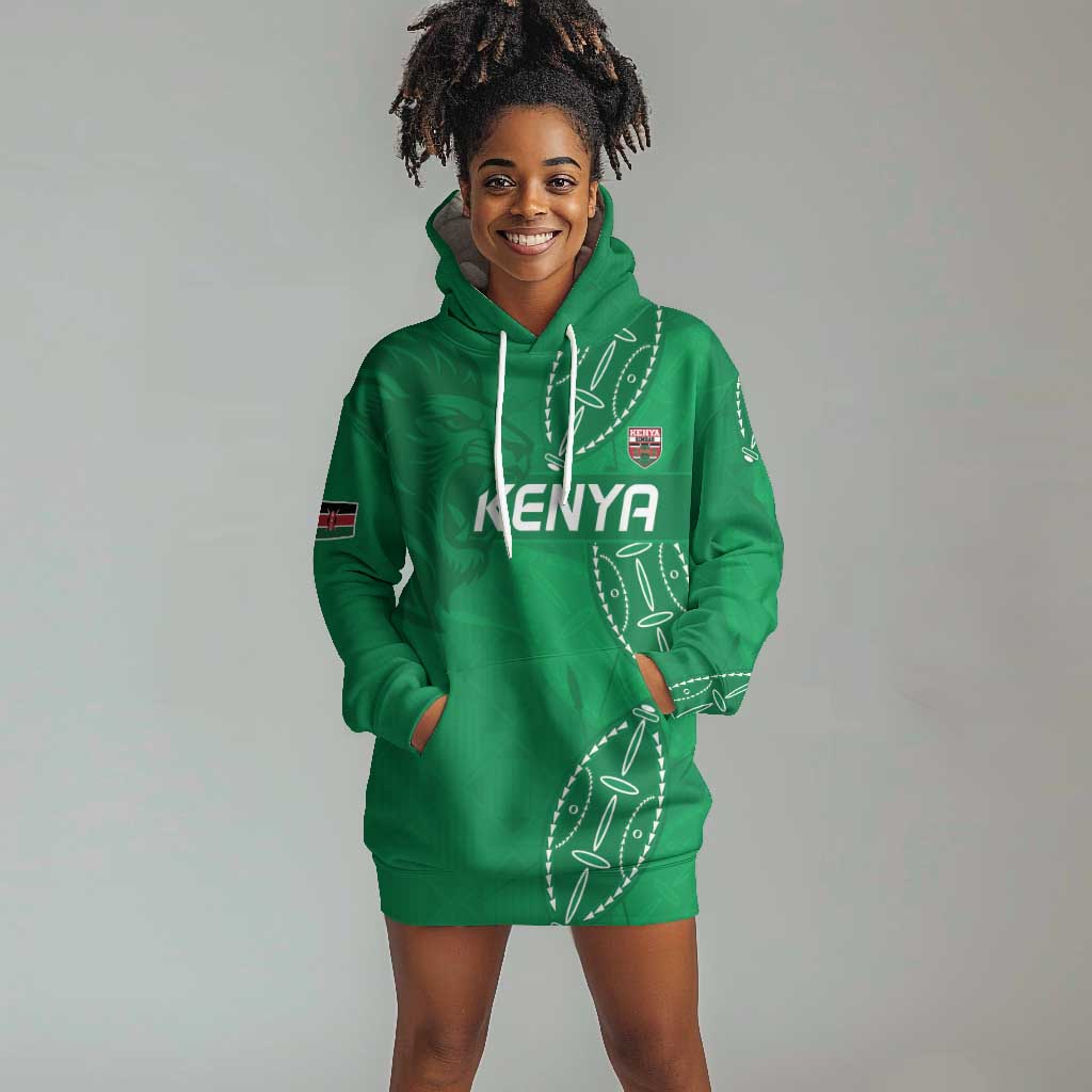Jamhuri ya Kenya Rugby Custom Hoodie Dress Kenyan Shield Style - Green Color