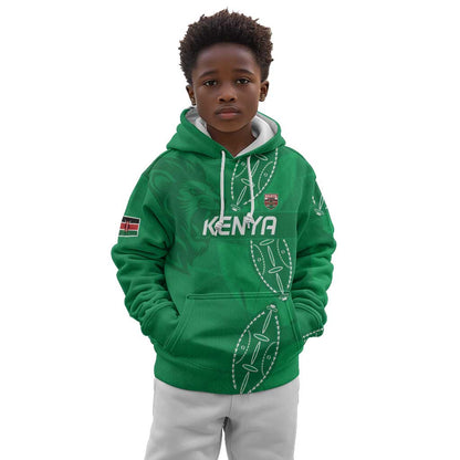Jamhuri ya Kenya Rugby Custom Kid Hoodie Kenyan Shield Style - Green Color