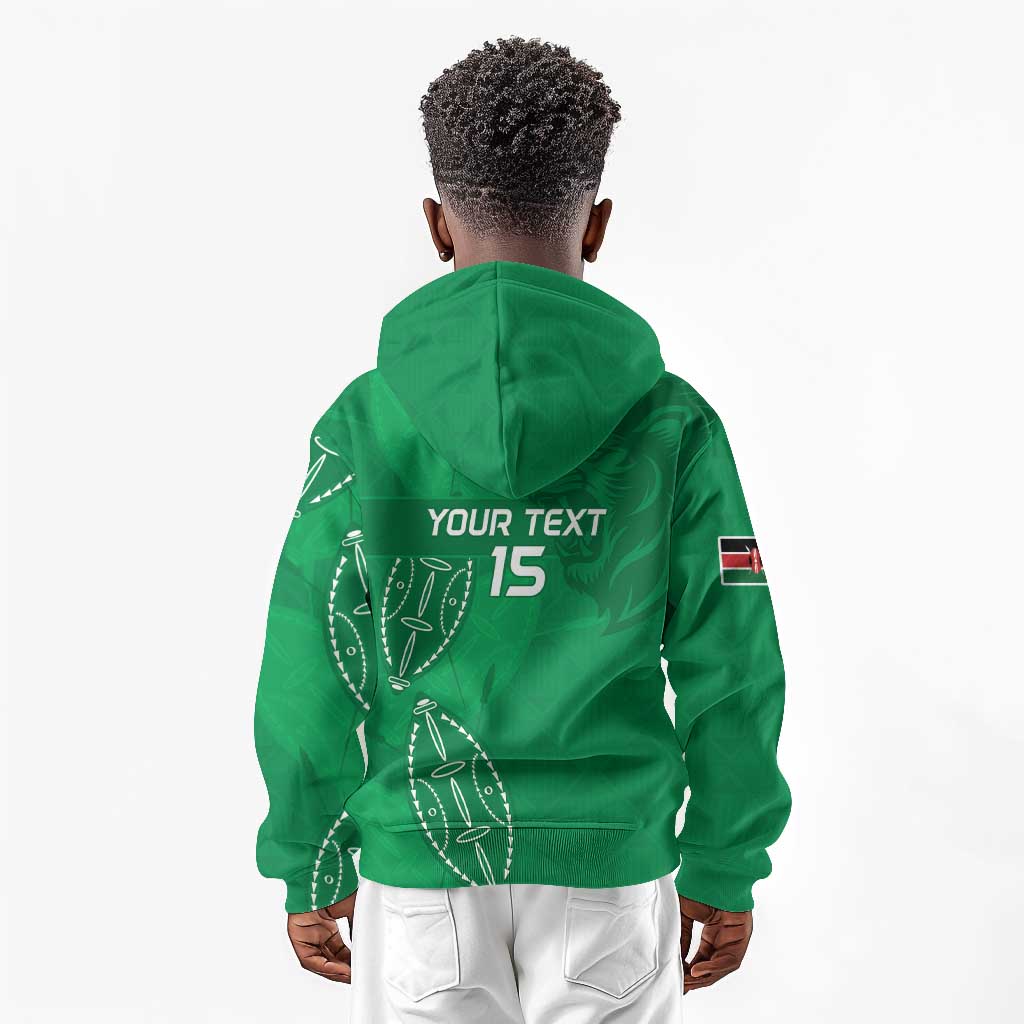 Jamhuri ya Kenya Rugby Custom Kid Hoodie Kenyan Shield Style - Green Color