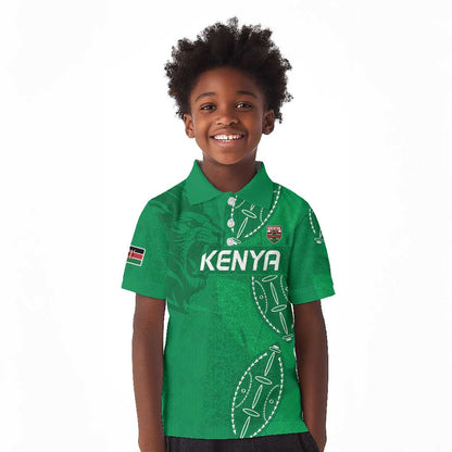 Jamhuri ya Kenya Rugby Custom Kid Polo Shirt Kenyan Shield Style - Green Color