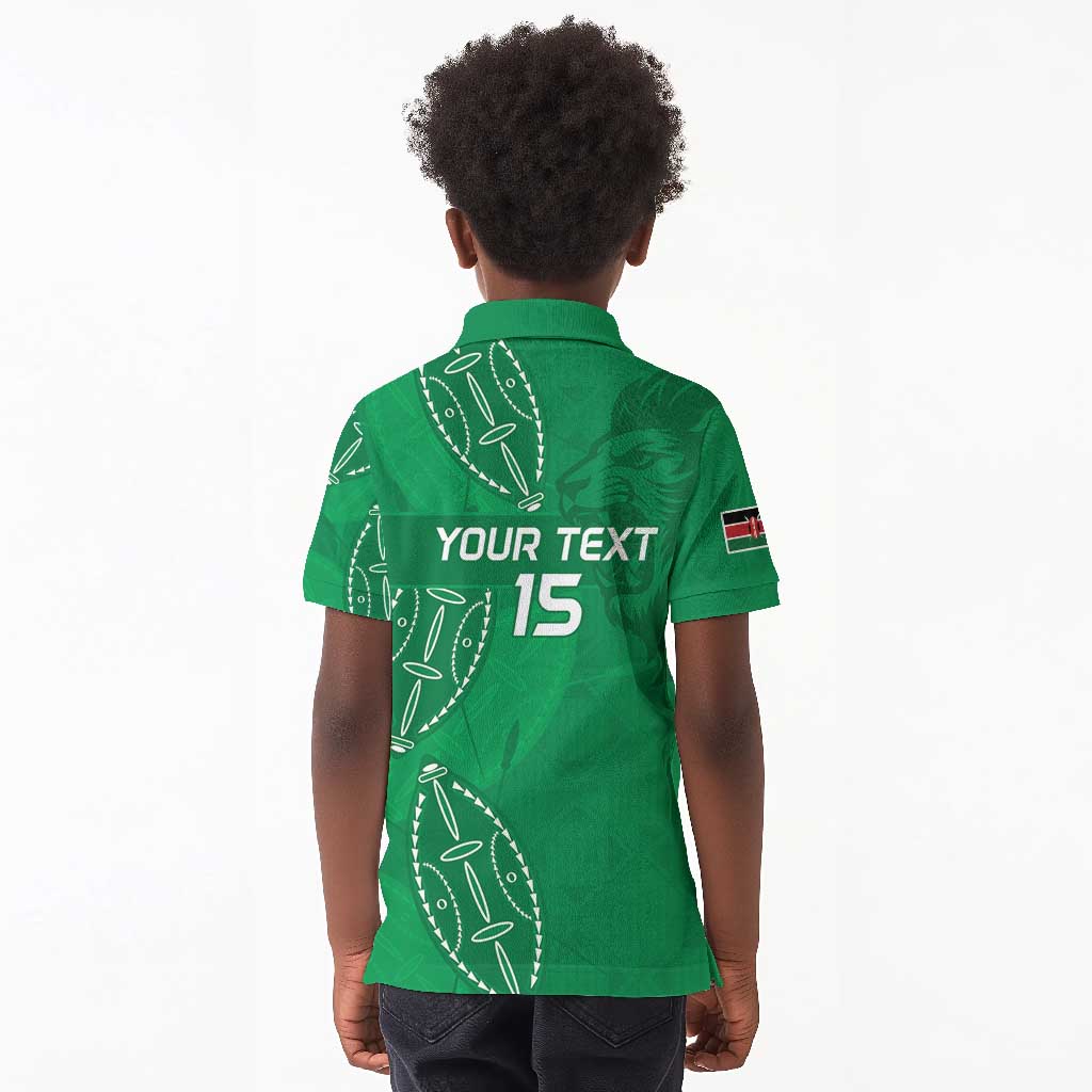 Jamhuri ya Kenya Rugby Custom Kid Polo Shirt Kenyan Shield Style - Green Color