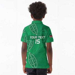 Jamhuri ya Kenya Rugby Custom Kid Polo Shirt Kenyan Shield Style - Green Color