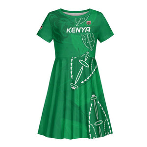 Jamhuri ya Kenya Rugby Custom Kid Short Sleeve Dress Kenyan Shield Style - Green Color