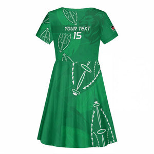 Jamhuri ya Kenya Rugby Custom Kid Short Sleeve Dress Kenyan Shield Style - Green Color