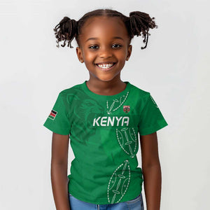 Jamhuri ya Kenya Rugby Custom Kid T shirt Kenyan Shield Style - Green Color