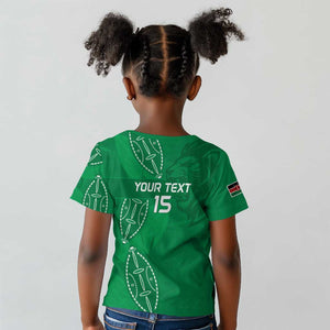 Jamhuri ya Kenya Rugby Custom Kid T shirt Kenyan Shield Style - Green Color