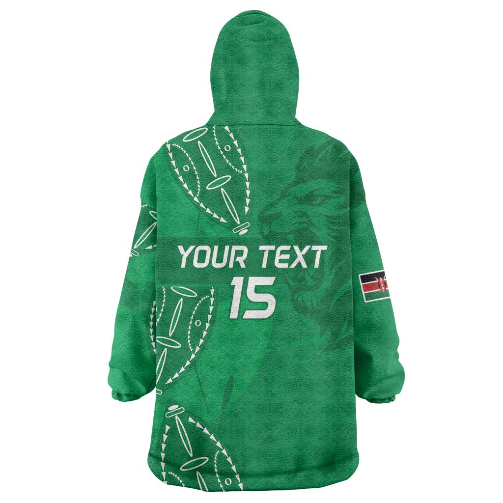 Jamhuri ya Kenya Rugby Custom Kid Wearable Blanket Hoodie Kenyan Shield Style - Green Color