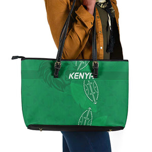 Jamhuri ya Kenya Rugby Leather Tote Bag Kenyan Shield Style - Green Color