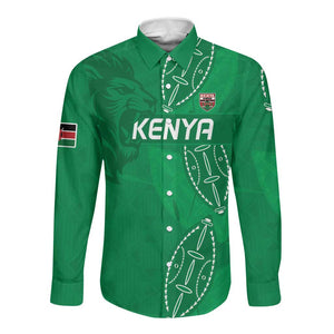 Jamhuri ya Kenya Rugby Custom Long Sleeve Button Shirt Kenyan Shield Style - Green Color