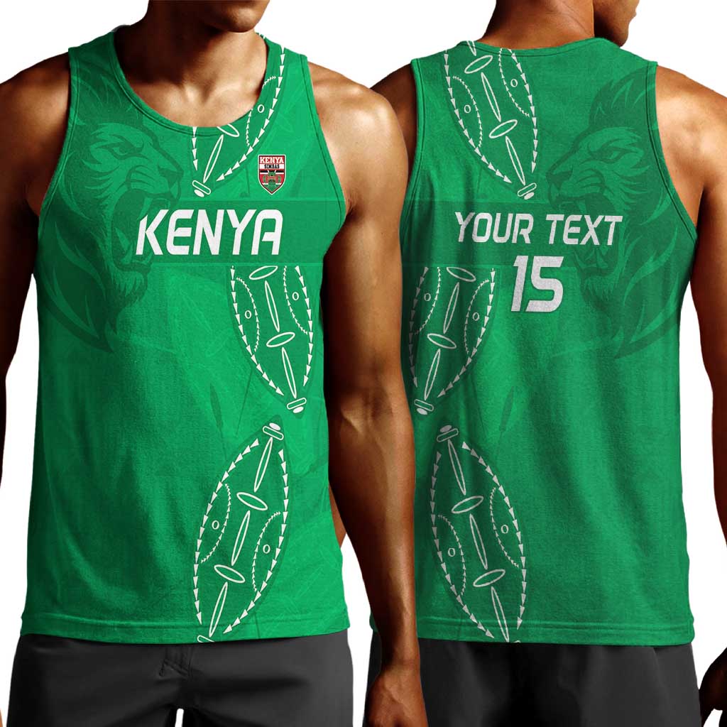 Jamhuri ya Kenya Rugby Custom Men Tank Top Kenyan Shield Style - Green Color