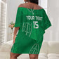 Jamhuri ya Kenya Rugby Custom Off Shoulder Short Dress Kenyan Shield Style - Green Color