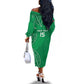 Jamhuri ya Kenya Rugby Custom Off The Shoulder Long Sleeve Dress Kenyan Shield Style - Green Color