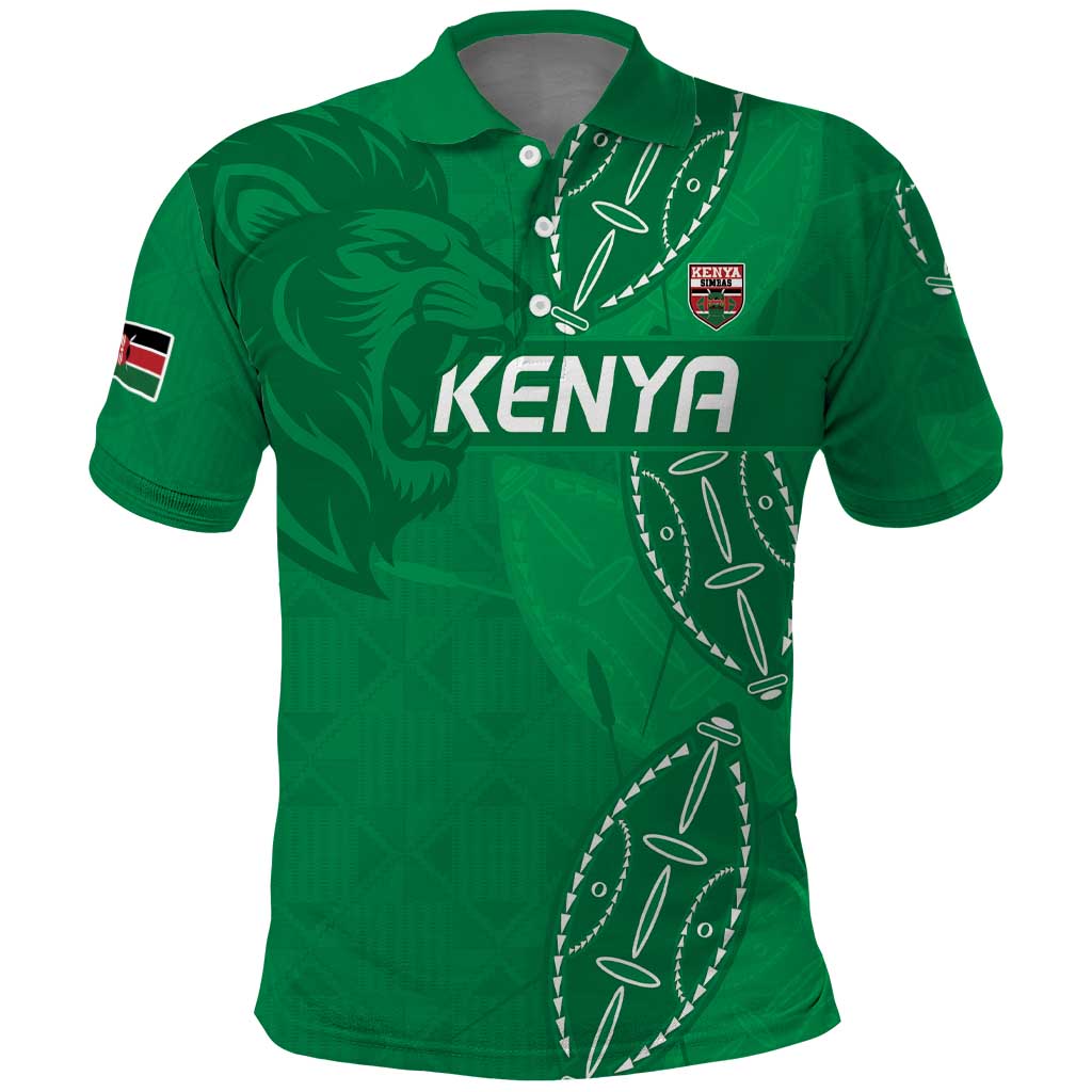 Jamhuri ya Kenya Rugby Custom Polo Shirt Kenyan Shield Style - Green Color