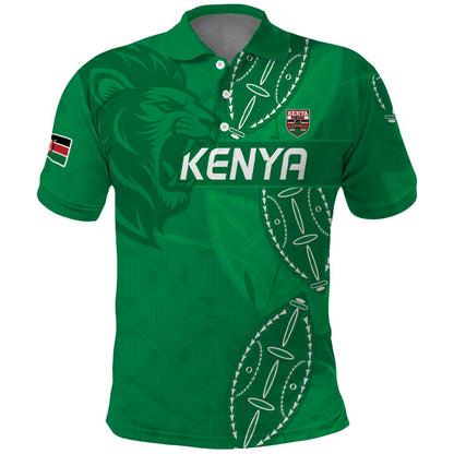 Jamhuri ya Kenya Rugby Custom Polo Shirt Kenyan Shield Style - Green Color