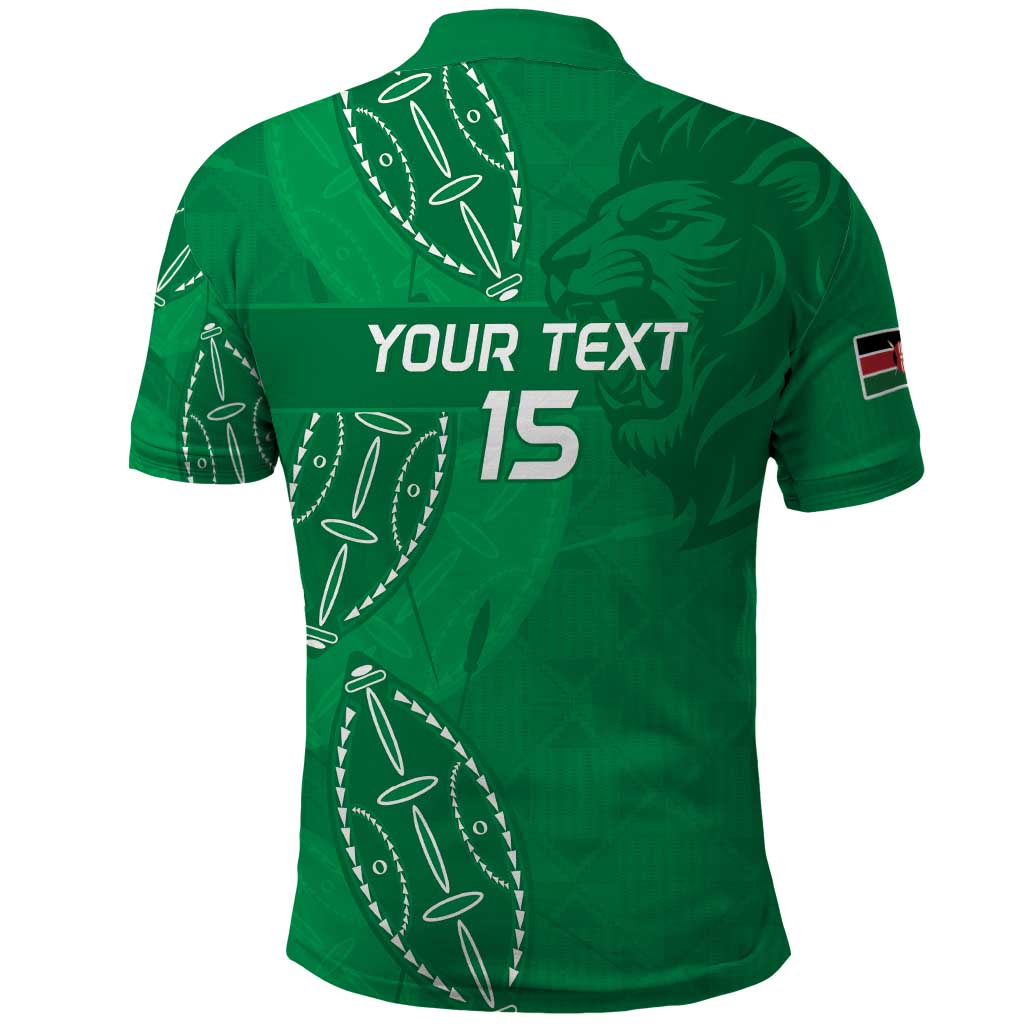 Jamhuri ya Kenya Rugby Custom Polo Shirt Kenyan Shield Style - Green Color