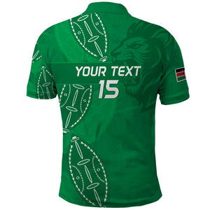 Jamhuri ya Kenya Rugby Custom Polo Shirt Kenyan Shield Style - Green Color