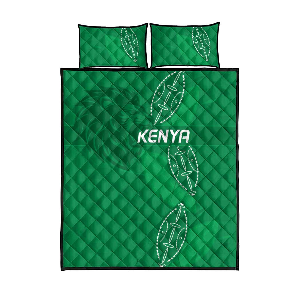 Jamhuri ya Kenya Rugby Quilt Bed Set Kenyan Shield Style - Green Color