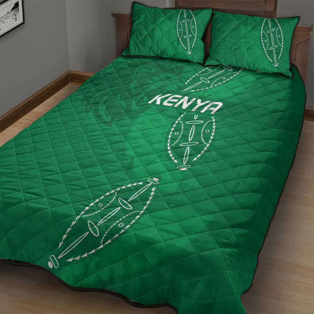 Jamhuri ya Kenya Rugby Quilt Bed Set Kenyan Shield Style - Green Color
