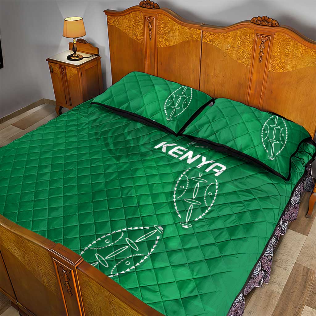 Jamhuri ya Kenya Rugby Quilt Bed Set Kenyan Shield Style - Green Color