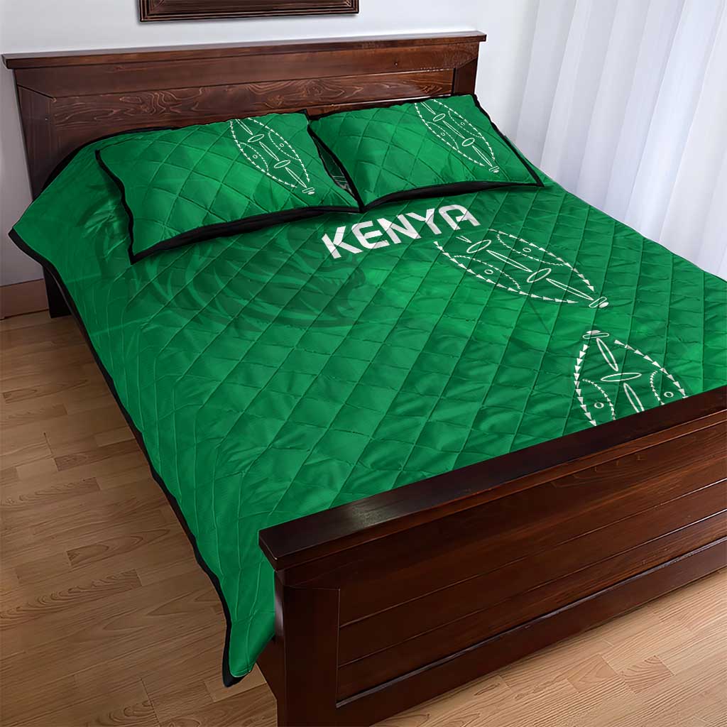 Jamhuri ya Kenya Rugby Quilt Bed Set Kenyan Shield Style - Green Color