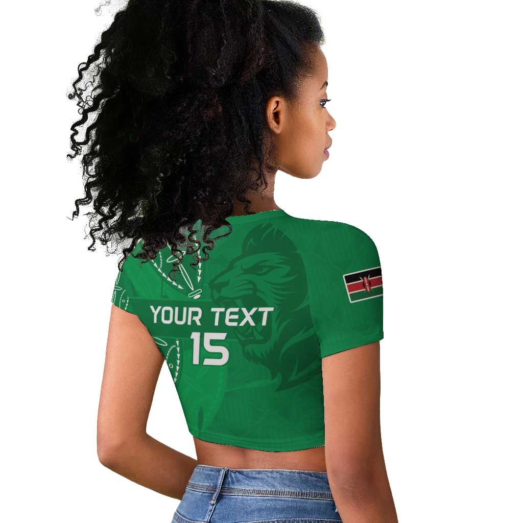 Jamhuri ya Kenya Rugby Custom Raglan Cropped T shirt Kenyan Shield Style - Green Color